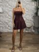 Leo Leather Strapless Mini Dress-49439/Burgundy