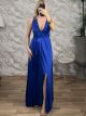 Pleated Satin Polymorphic Dress/Royal Blue