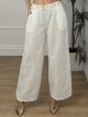 Wide Leg Cotton Pants/White