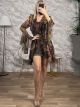 TwoPieces C-Through Ruffles Mini Dress/Khaki