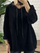 Super Soft Velvet Hood Sweatshirt-25581/Black