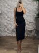 Lycra Elastic Midi Dress-14880/Black