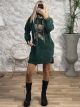 Cord Teddy Hood Dress/Emerald Green