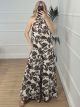 Open Back Pattern Jumpsuit/Chocolat