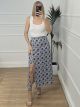 Buttons Floral Skirt/Dark Blue