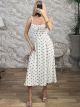 CorsetTop Midi Dress-3779/Polka Dot White