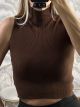 Sleeveless Crop Knitted Top/Chocolat