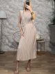 Satin Pleated Pads Midi Dress/Vanilla