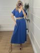 Elastic Belt Dress/Blue Royal