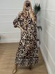 Satin Maxi Leopard Dress/Black