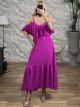 Ruffled Top Viscose Maxi Dress-21123/Magenta