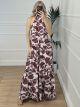 Open Back Pattern Jumpsuit/Burgundy