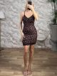 Ribbed Mini Lace Dress-Floral-4752/Black