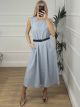 Sleeveless Pockets Dress/L.Blue