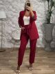 Belt Bow Suit/Burgundy