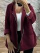 Soft Cord Hood Cardigan/Burgundy