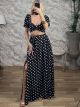 Polka Dot BowTop Set-53853/Black