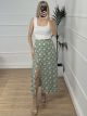 Buttons Floral Skirt/Khaki