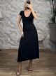 Ribbed A-Line Midi Dress-57805/Black