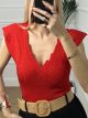 Knitted Ve Top/Red