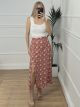 Buttons Floral Skirt/Red