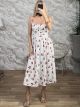 CorsetTop Midi Dress-3779/Cherries White