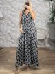 Sleeveless Satin Maxi Dress/Black&White