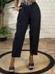 HighWaist Belt Pants-3083/Dark Blue