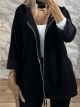 Soft Cord Hood Cardigan/Black