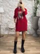 Cord Teddy Hood Dress/Red