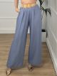 Viscose Straw Belt Pants/Blue