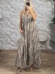 Sleeveless Satin Maxi Dress/Snake