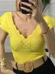 Knitted Ve Top/Yellow