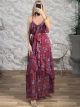 Muslin SilverThread Ruffles Maxi Dress-6077/Burgundy