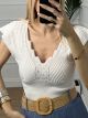 Knitted Ve Top/White