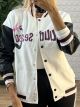 College Jacket Leather Sleeves/White