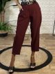 HighWaist Belt Pants-3083/Burgundy