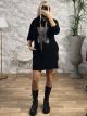 Cord Teddy Hood Dress/Black