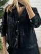 Matte Fringe Leather Jacket-7883/Black