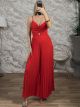 Half Pleaded Jumpsuit/Red