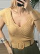 Knitted Ve Top/Beige