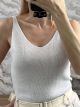 Lurex Sleeveless Knitted Top/White