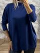 Knitted SemiTurtle Top-Plus Size/Dark Blue