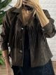 Matte Fringe Leather Jacket-7883/Chocolat