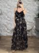 Muslin SilverThread Ruffles Maxi Dress-6077/Black
