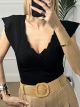 Knitted Ve Top/Black