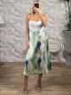 Highwaist Satin Midi Skirt/Green