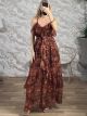 Muslin SilverThread Ruffles Maxi Dress-6077/Chocolat