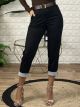 Elastic OS Denim Belt Pants-2065/Black