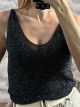 Lurex Sleeveless Knitted Top/Black
